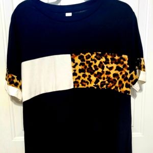 Black, White & Leopard T-Shirt Dress Size XXL. Beautiful, Comfortable Plus Size.
